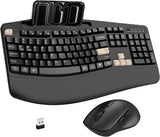 Combo de teclado y mouse inalámbricos, teclas onduladas de tamaño c...