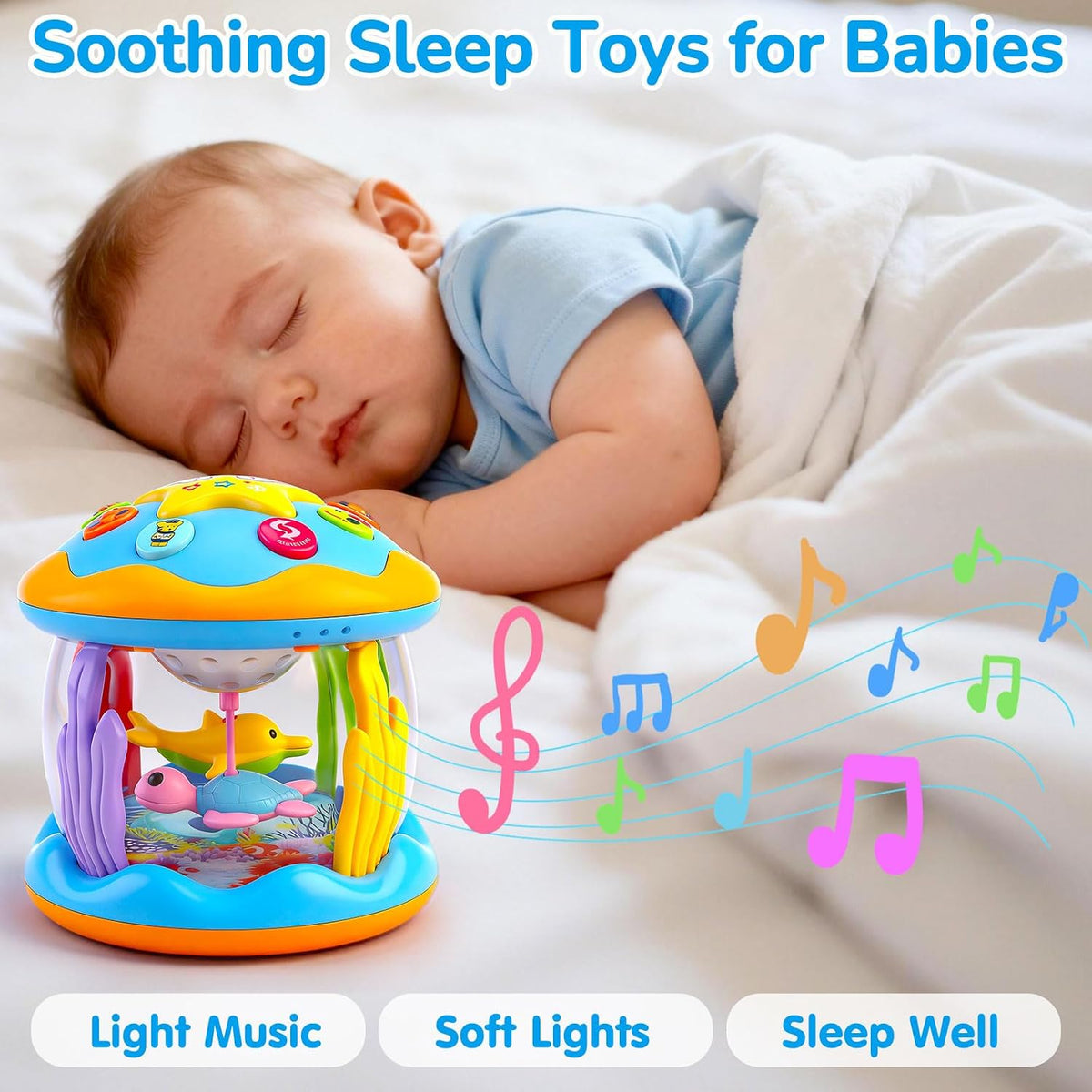 Juguetes para bebés y niños, proyector musical giratorio con luz boca abajo, juguetes para bebés, acuarios, juguetes para gatear, recién nacidos, niños y niñas, regalos de cumpleaños