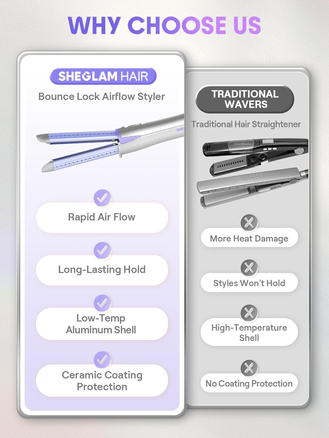 SHEGLAM Moldeador de flujo de aire Cool Lock, rizador de flujo de a...