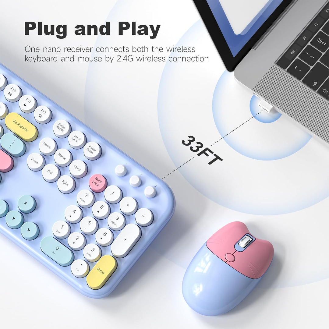 Dilter Combo de teclado y mouse inalámbricos, teclados de máquina d...