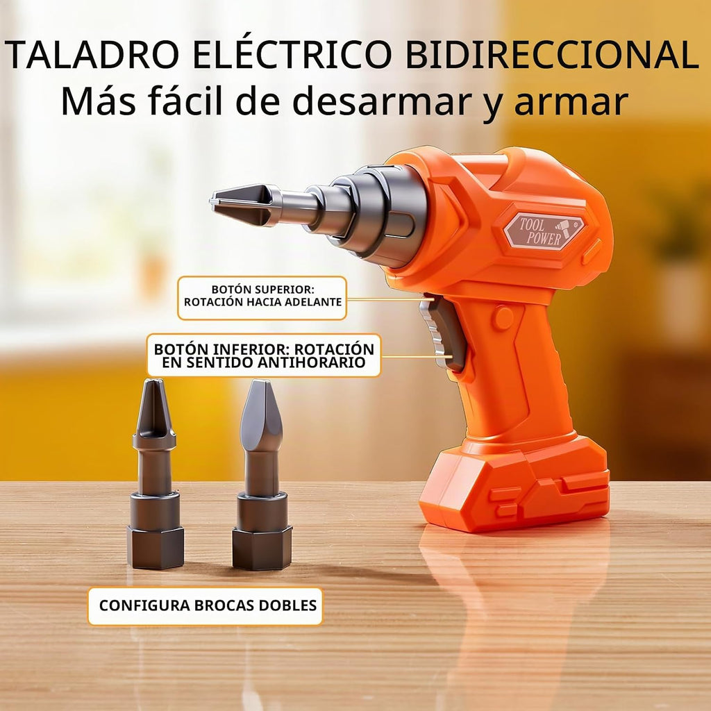 Juego de herramientas para niños con taladro de juguete y casco de seguridad, banco de trabajo para niños, kit de herramientas de construcción de juego de simulación, juguetes de