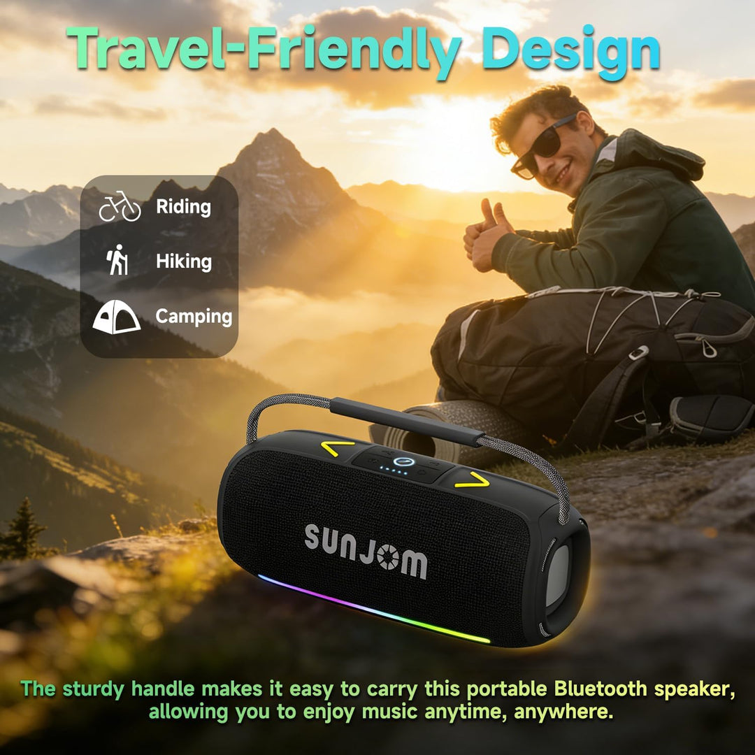 SUNJOM Altavoz Bluetooth estéreo con luces RGB coloridas, graves pr...