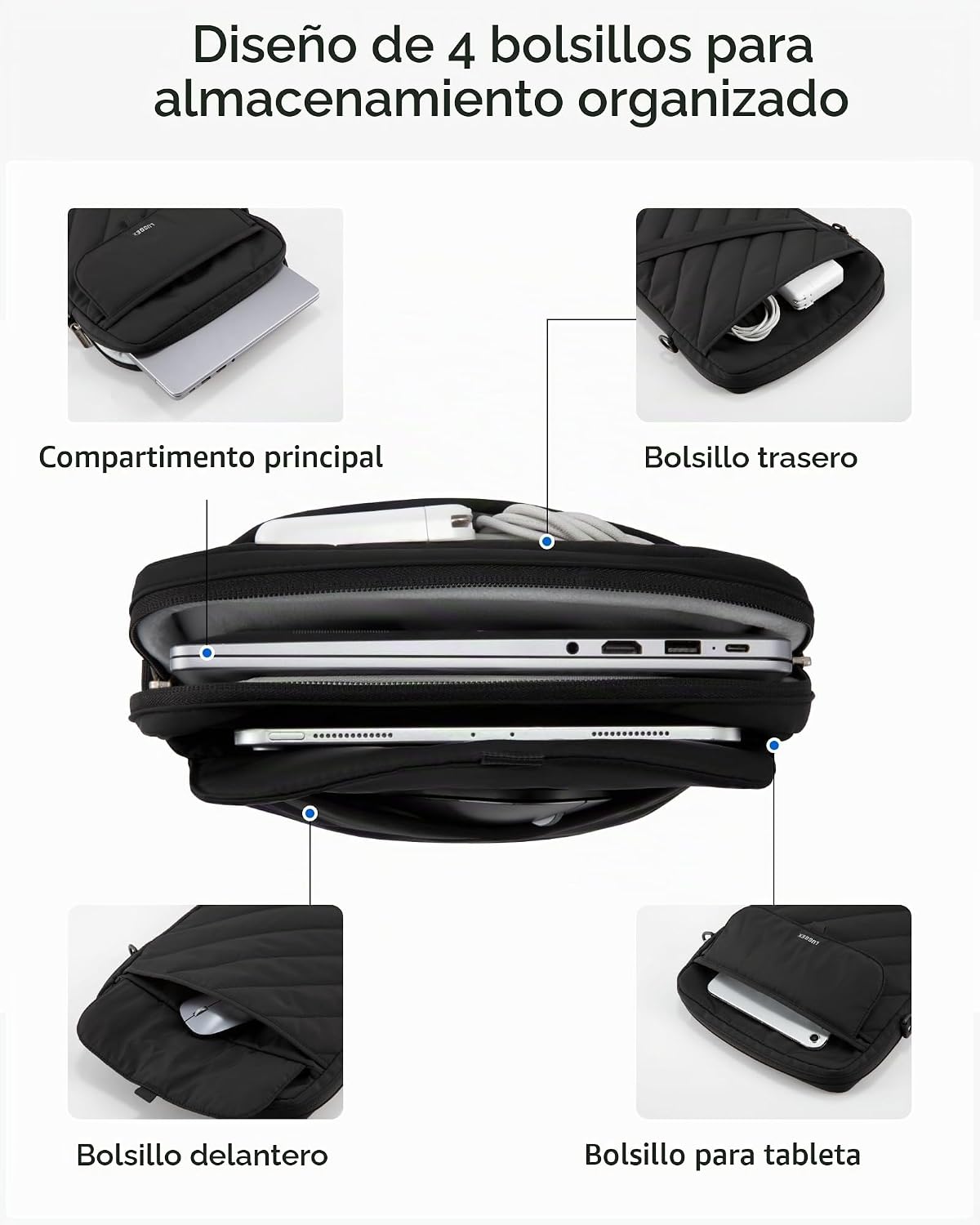 LUGGEX Funda Puffy para laptop de 13 a 14 pulgadas, fundas vertical...