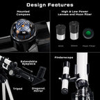 El Telescopio Thames & Kosmos Herramienta Esencial STEM | Telescopio Refractor para Niños con 100x de Magnificación y Brújula Integrada | Dispositivo Científico Clásico para Observaciones Astronómicas