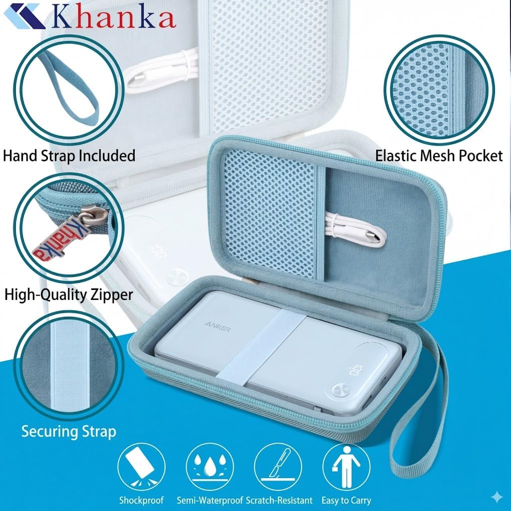 khanka Estuche de viaje para banco de energía Anker, cargador portá...