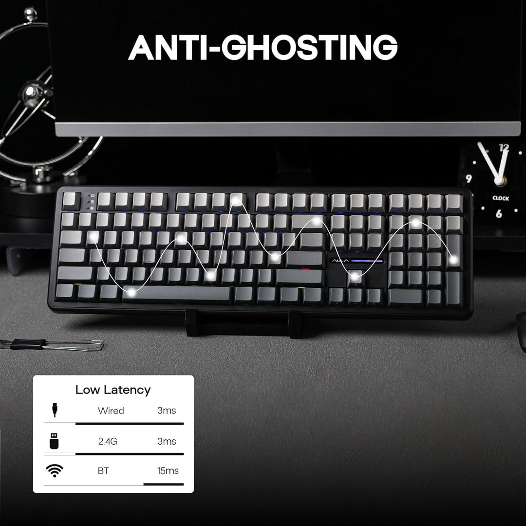 EPOMAKER Aula F108 - Teclado inalámbrico para juegos, teclado mecán...