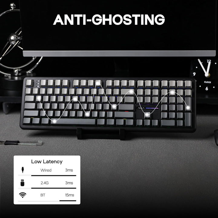 EPOMAKER Aula F108 - Teclado inalámbrico para juegos, teclado mecán...