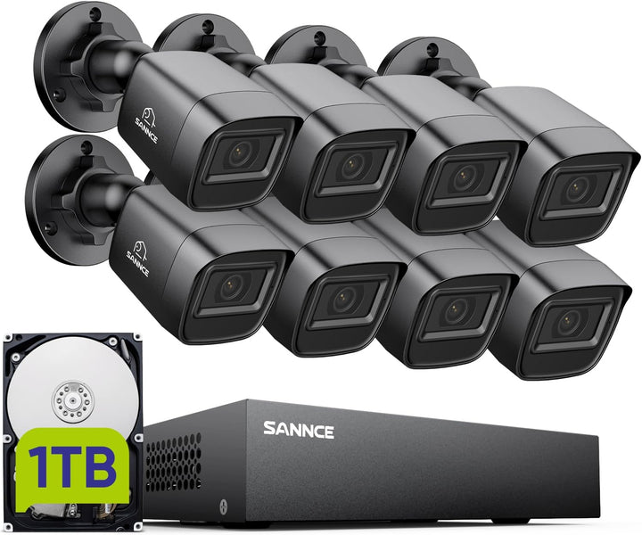SANNCE Sistema de cámara de seguridad 1080P DVR de vigilancia en el...