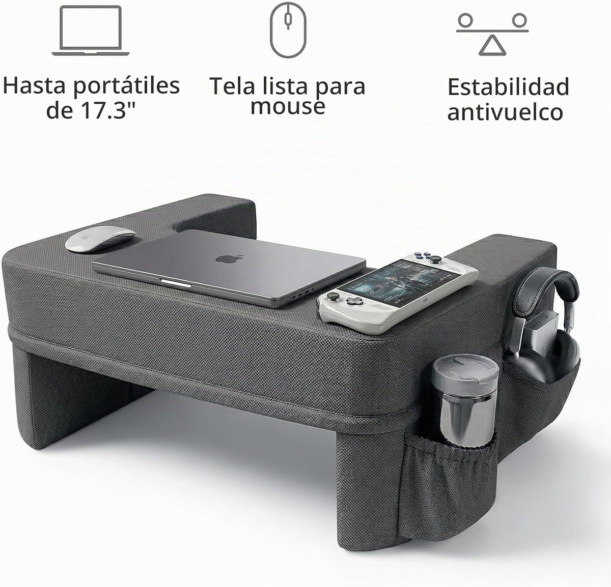 Almohada de escritorio extra ancha de 26 pulgadas, escritorio para laptop para sofá y cama