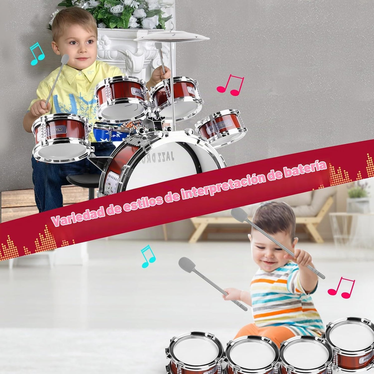 Batería infantil para niños pequeños 3-5 años - Instrumentos musicales Juguetes Regalos de cumpleaños