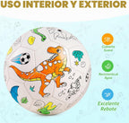 EVERICH TOY Pinta Tu Propio Balón de Fútbol, Regalo de Fútbol de Dinosaurio para Niños y Niñas