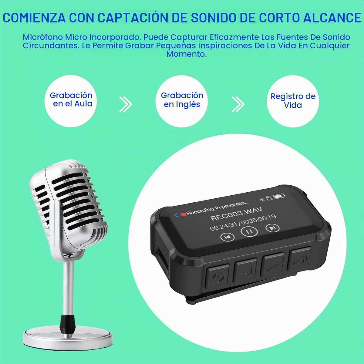 Reproductor de MP3 con Bluetooth, reproductor de música digital portátil