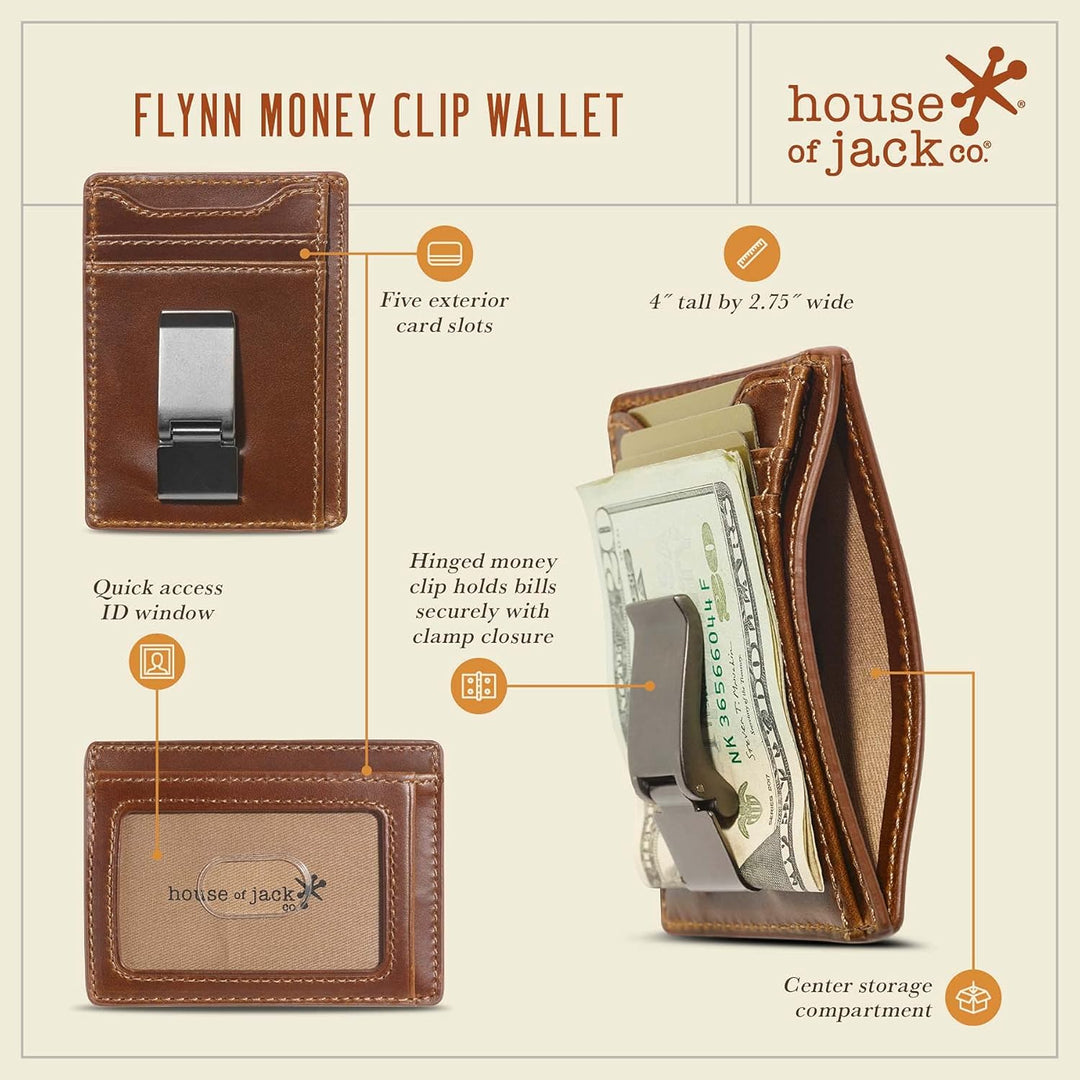 House of Jack Co. Flynn - Cartera con clip para dinero con bisagras...