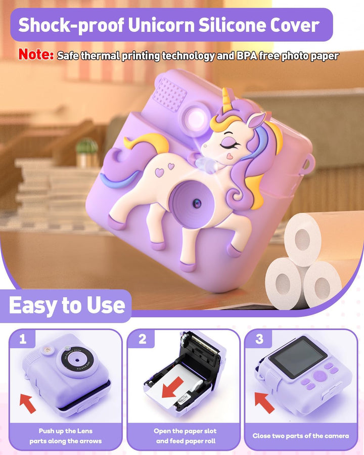 Cámara para niños con impresión instantánea para niñas de 4 a 12 añ...