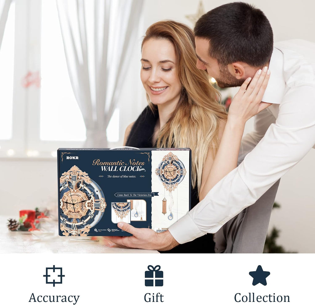 ROKR Rompecabezas de madera 3D para adultos, reloj de rompecabezas de madera, kits de modelos de construcción mecánica, kits de modelos de bricolaje, rompecabezas de acertijos, manualidades