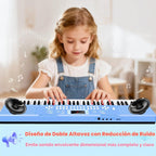 Teclado de piano para niños de 61 teclas con teclas iluminadas, modo de enseñanza, altavoz dual