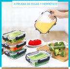 Skroam Paquete de 10 recipientes de vidrio para preparación de comidas, recipientes herméticos de vidrio de 22 onzas con tapas, recipientes de almacenamiento de cocina para almuerzo