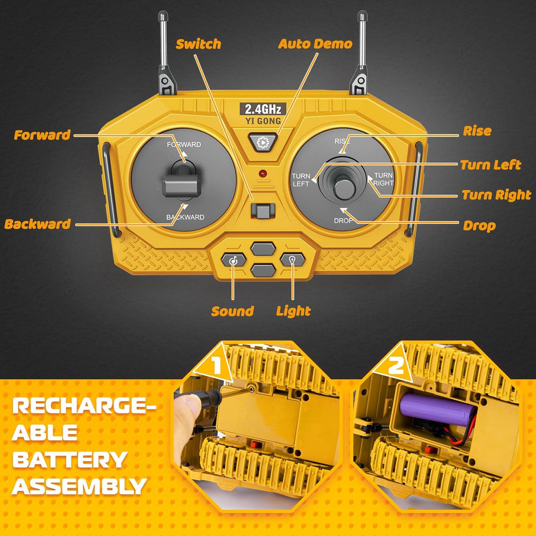Samtop Juguetes Rc Bulldozer - Vehículos de construcción de control...