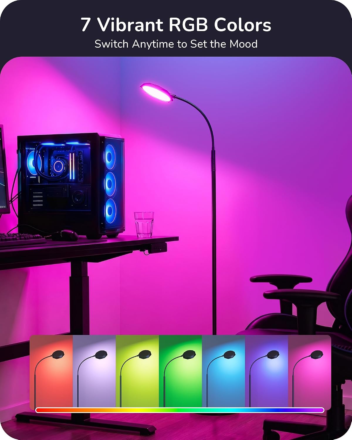 Lámpara EDISHINE Lámpara de pie LED de 18W para sala de estar, superficie de