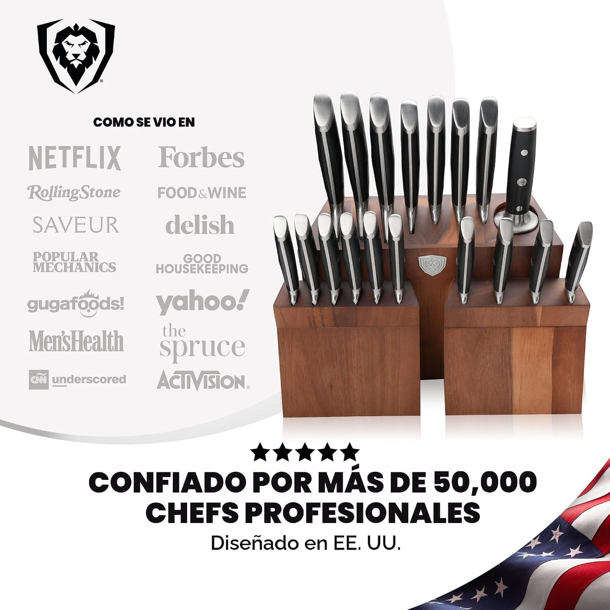 Dalstrong Juego de 18 cuchillos colosales de acero alemán de alto carbono