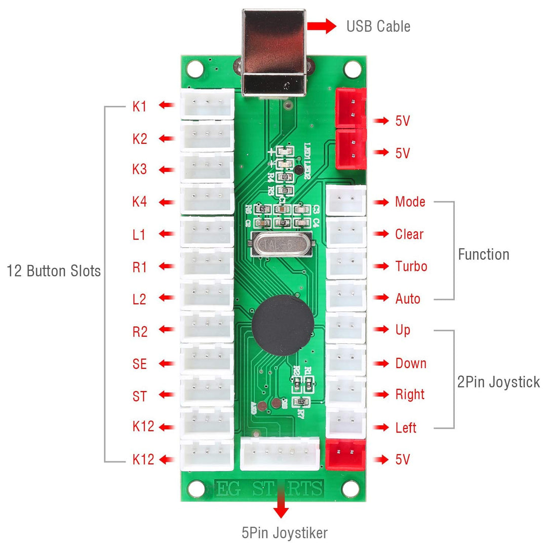 EG Starts 4 Player Classic DIY Arcade Joystick Kit Parts
