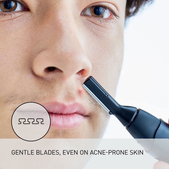 Recortador de vello facial Panasonic para piel sensible, detalle un...