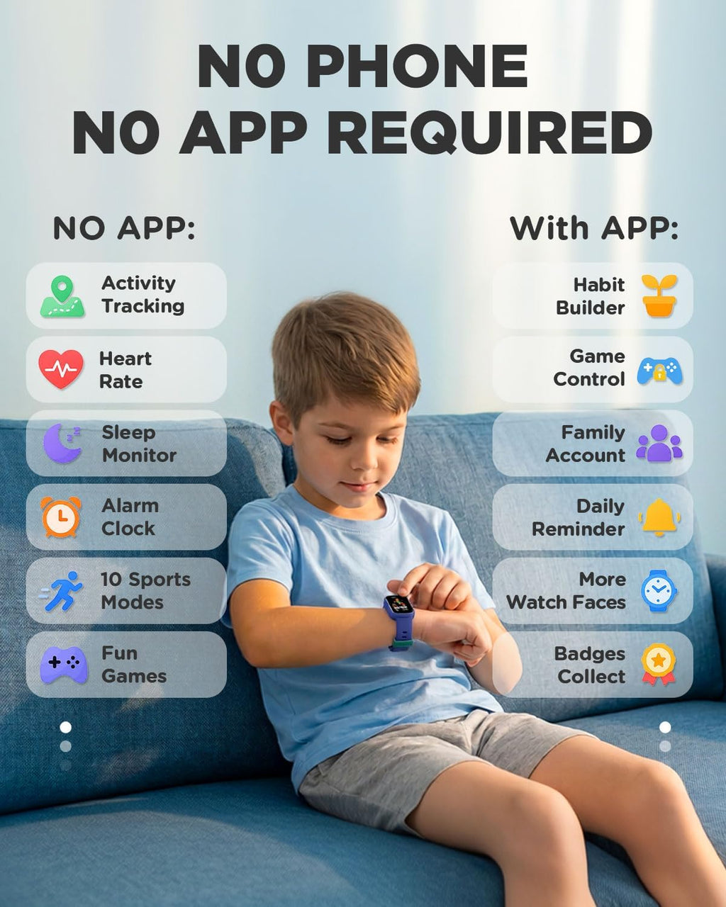 BIGGERFIVE Vigor Plus - Reloj de fitness para niños, reloj inteligente 1.47