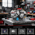 Mould King Kit de modelo de motor V8 10171, mini kits de motor V8 que funciona, construye tu propio motor de modelo de automóvil con motor, bloques de construcción coleccionables para adultos