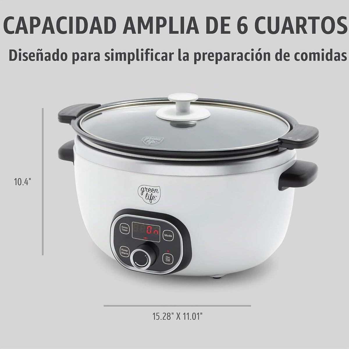 GreenLife 6QT - Olla de cocción lenta antiadherente de cerámica