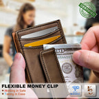 KEMISANT Billetera para hombre, delgada de cuero con clip para dine...
