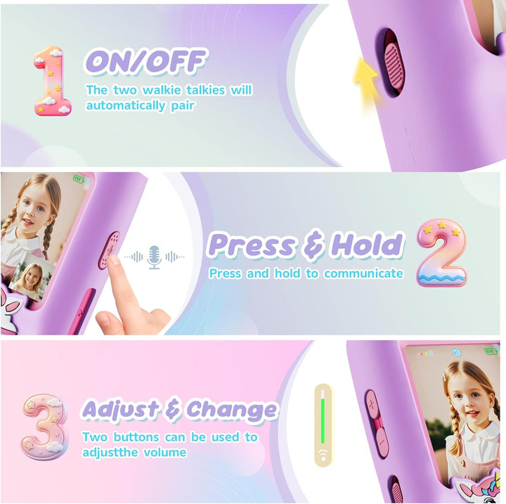 Walkie Talkies de video para niños, paquete de 2 con cámara HD, rad...