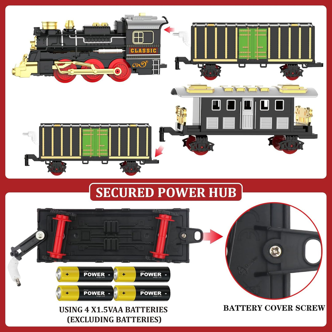 Juego de trenes de tren para niños con humo luces y