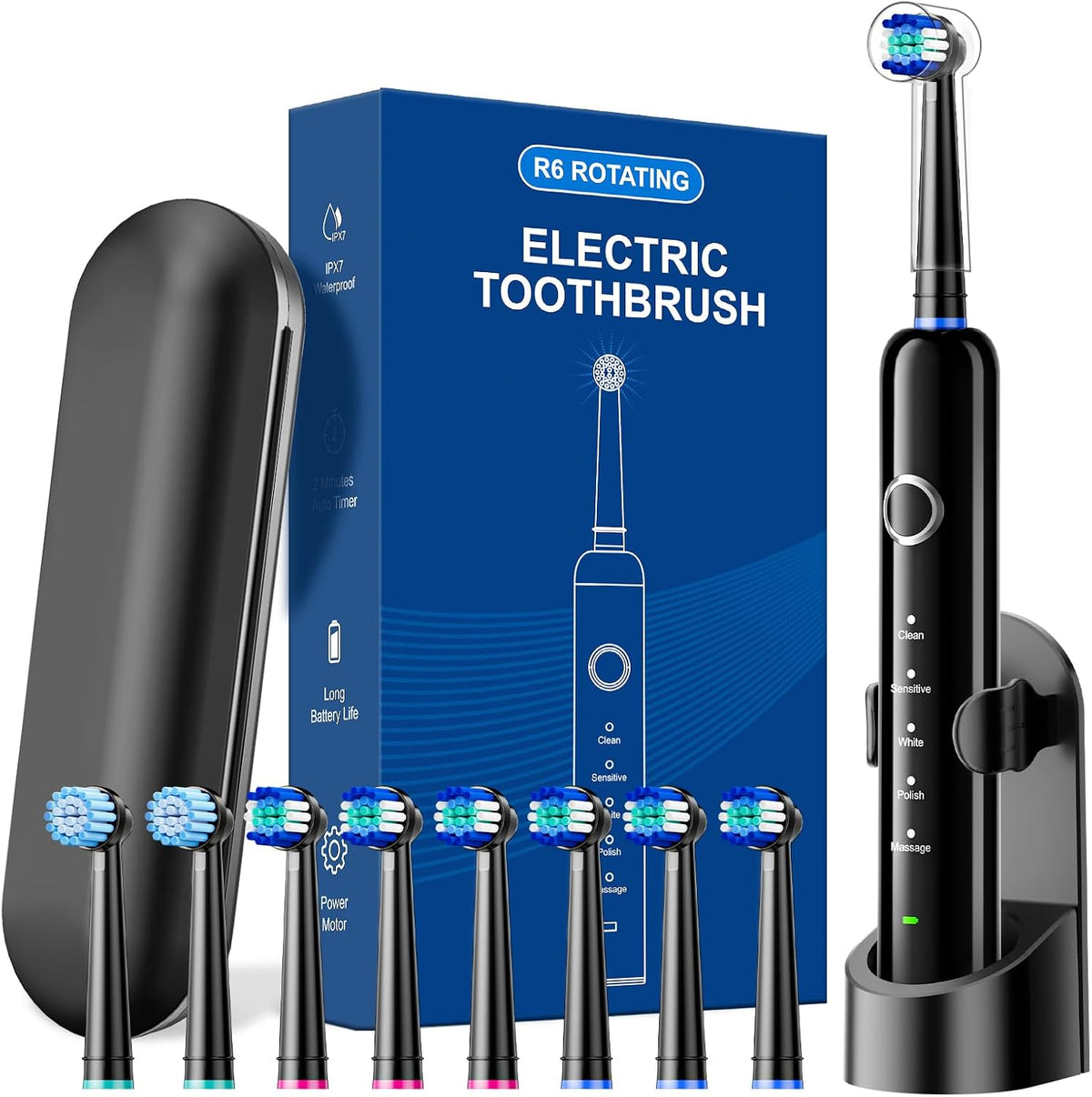 MCUDKIK Cepillo de dientes eléctrico giratorio para adultos, 8 cabe...