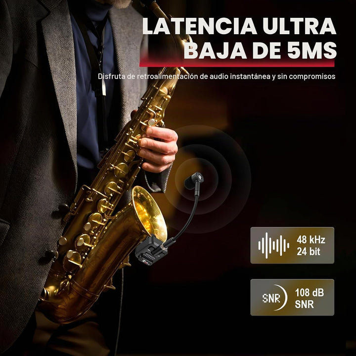 Xvive U7 Sistema Inalámbrico para Saxofón y Trompeta con Transmisor...