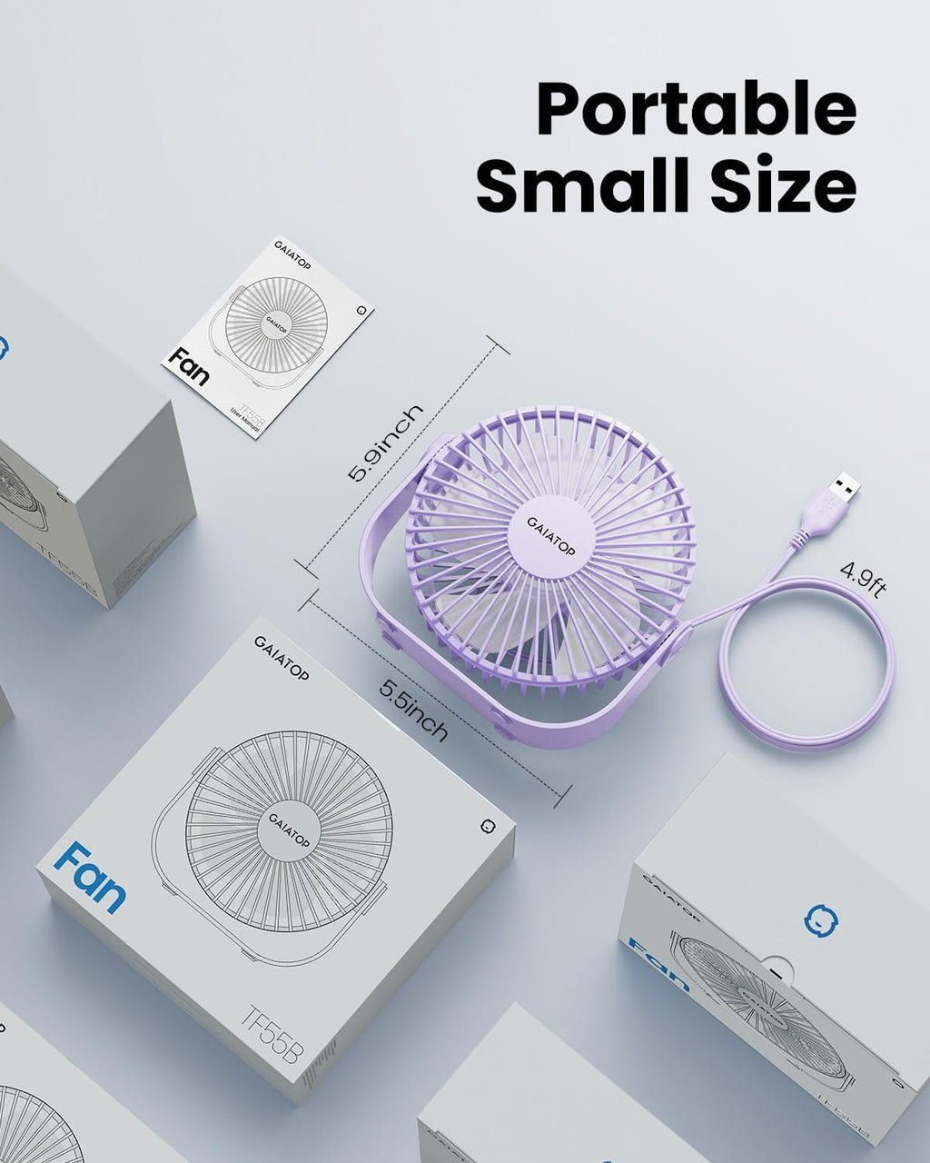 Gaiatop Ventilador de escritorio USB, flujo de aire fuerte de 3 vel...