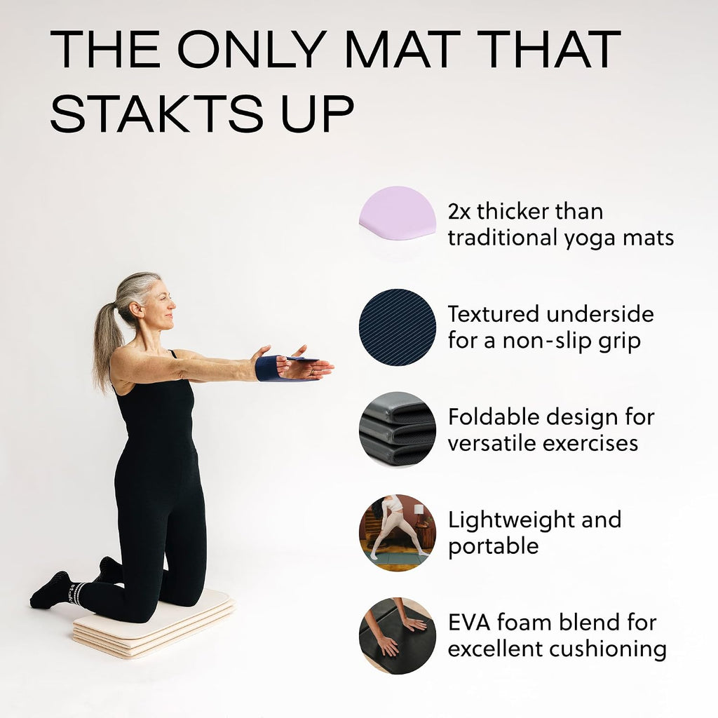 Stakt Esterilla de yoga plegable Pro - Esterilla antideslizante 2 en 1 para