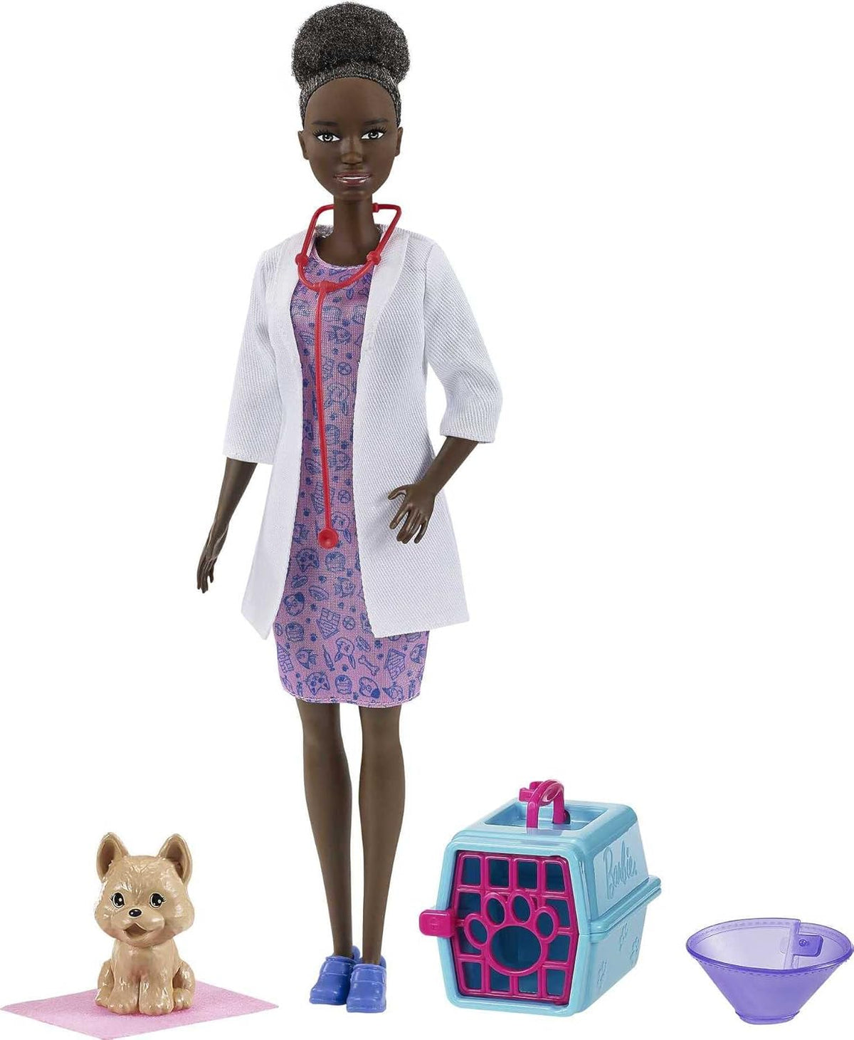 Barbie Careers - Muñeca y accesorios para mascotas morenas, traje e...
