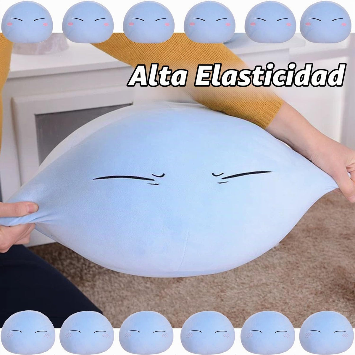 Almohadas de peluche de anime Slime de peluche para muñeca de peluche, juguetes de regalo (17.7 pulgadas, feliz)