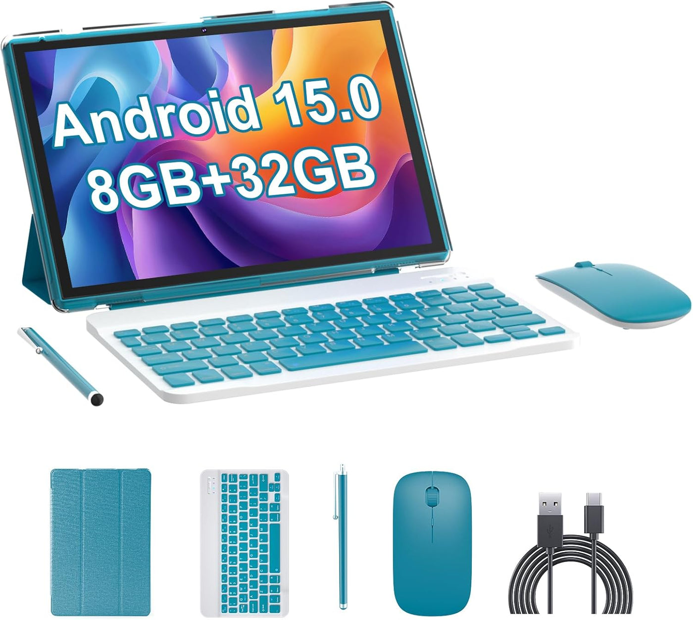 RUIQIAI Tableta Android 15, tabletas 2 en 1 de 10 pulgadas con tecl...