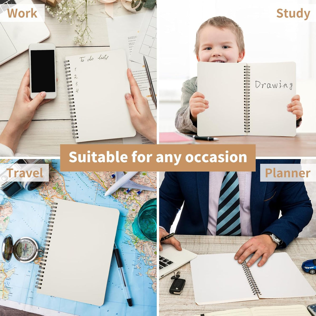 Paquete de 24 cuadernos en espiral A5, tapa suave, boceto en blanco, cuaderno encuadernado con alambre, 120 páginas, diario de papel sin forro para oficina, negocios, suministros