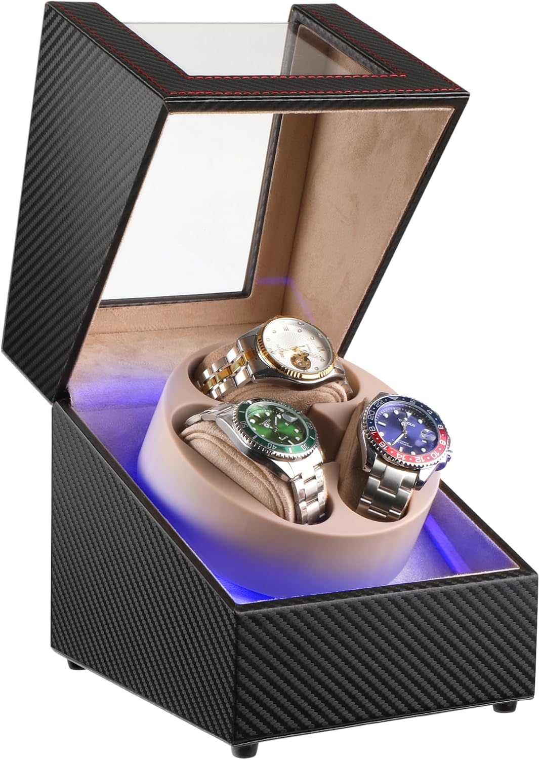 Watch Winder para 3 relojes automáticos, motor japonés silencioso