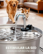 Fuente de agua para perros, 7L/1.8 galones, acero inoxidable 304