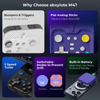abxylute M4 - Controlador móvil para juegos a presión para Android y iPhone, Switch 1 y 2, controlador Bluetooth portátil, soporte retro de bolsillo para teléfono Arcade, doble joystick Turbo Pro