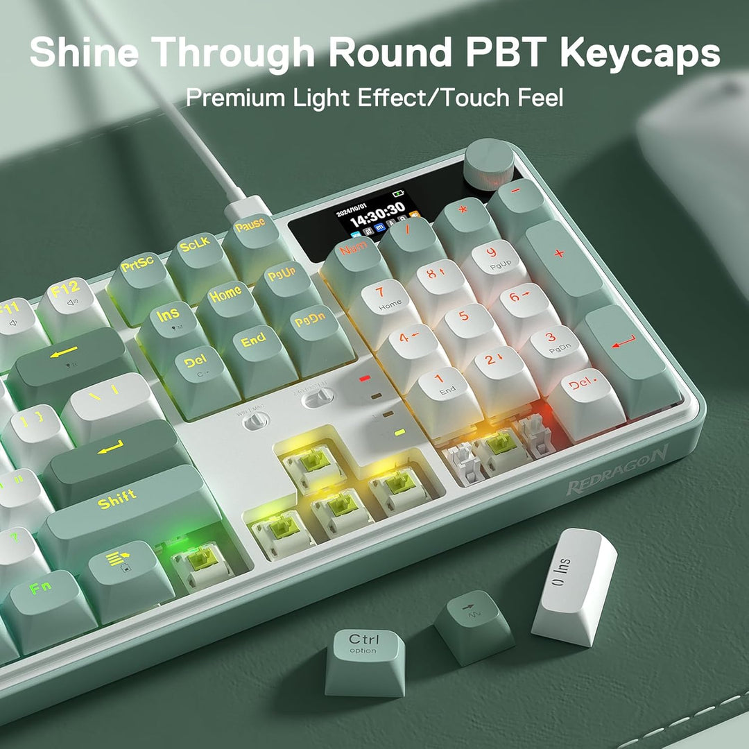 Redragon Teclado inalámbrico para juegos K761 con pantalla Hype y p...