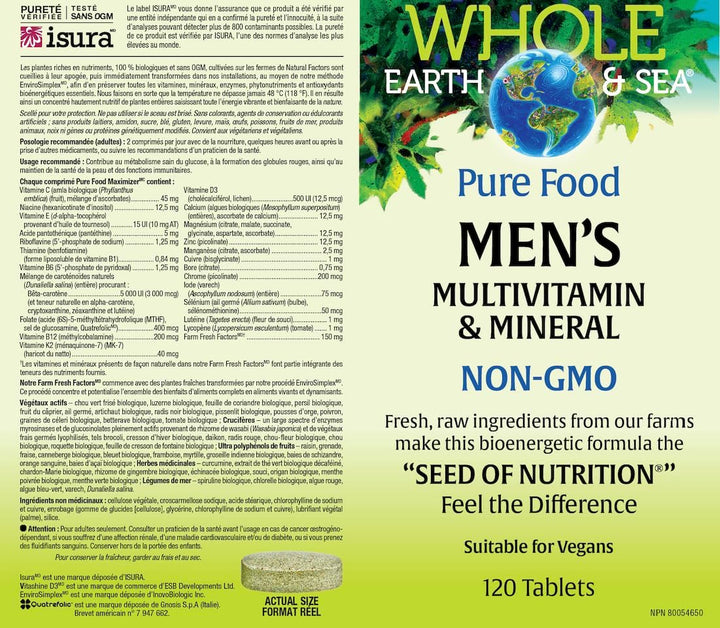 Natural Factors Whole Earth &amp; Sea Multivitamínico y mineral par...