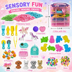 Cubo sensorial apilable, unicornio y juego de arena sensorial para mascotas