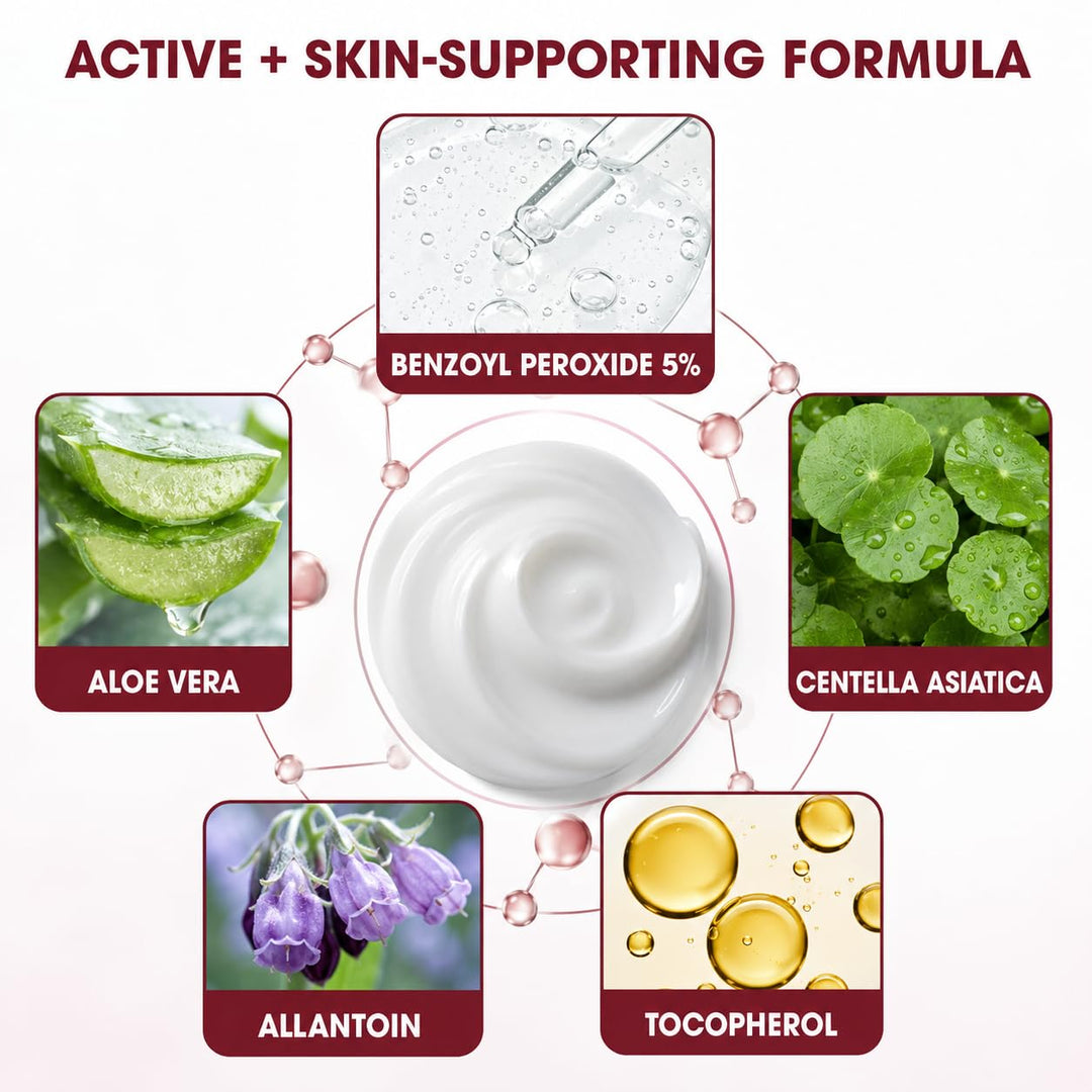 Crema de tratamiento de foliculitis con 5% de peróxido de benzoilo...