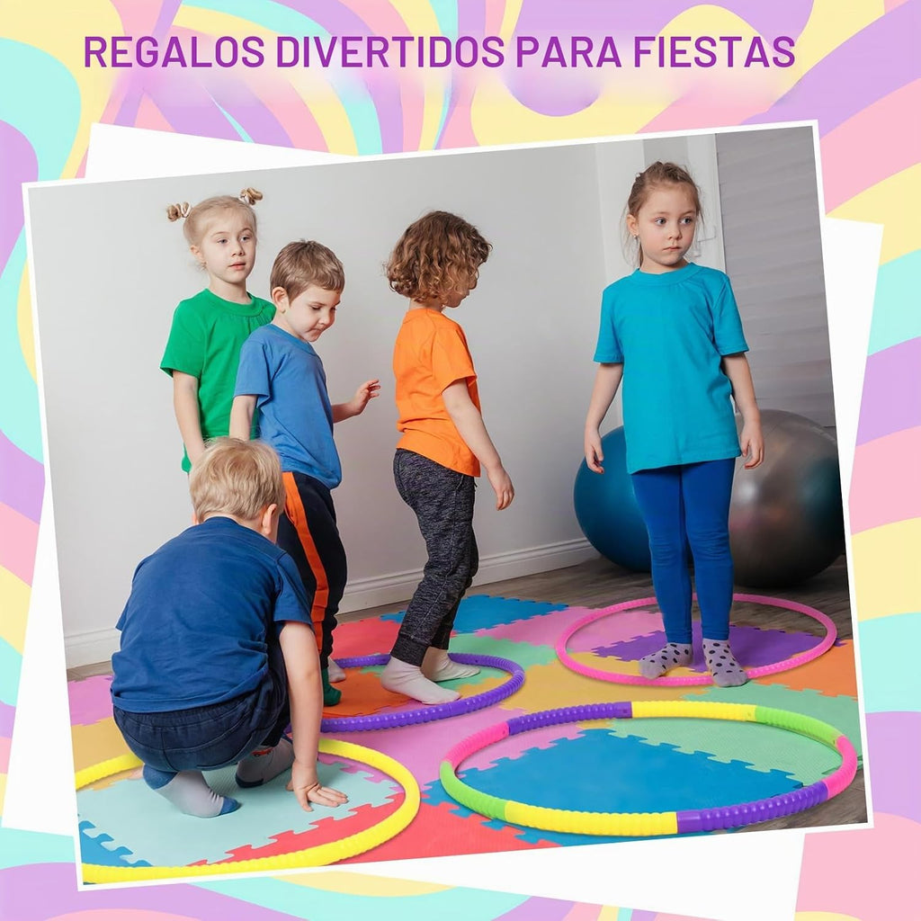 12 piezas de aro de juguete para niños, aro de juguete desmontable ajustable de colores, aro de ejercicio de plástico para niños, adolescentes, gimnasia, equipo de agilidad para perros