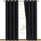 NICETOWN - Juego de 2 paneles de cortinas 100% blackout con aislamiento térmico, insonorizantes, de alta gama, para comedor, pasillo, 84 pulgadas de largo x 52 pulgadas de ancho (negro)