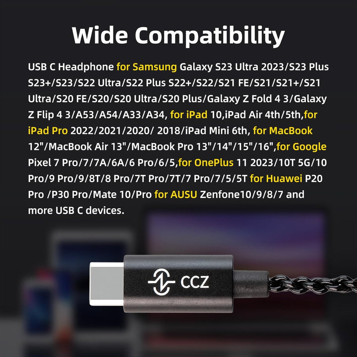 CCZ Melody - Auriculares USB C con cable tipo C en el monitor de oí...